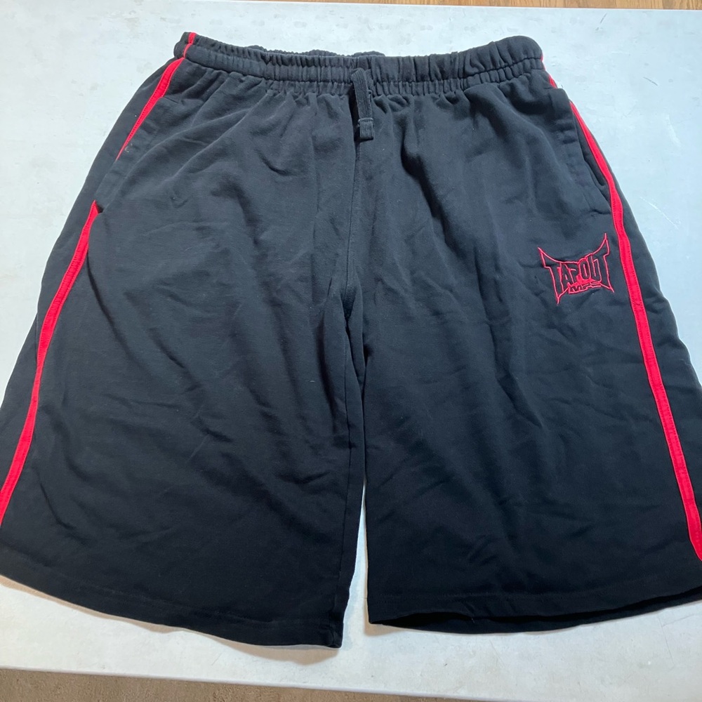 Tapout Athletic Shorts in Black with Red Trim
